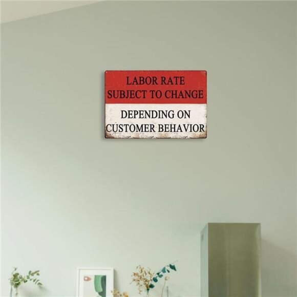 Funny Metal Tin Sign Labor Rates Subject To Change Signs Retro Man Cave Decor - Picture 6 of 8